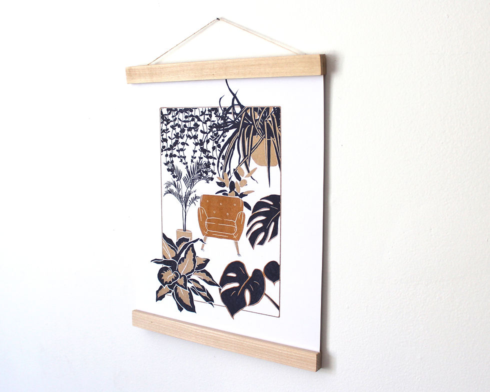 risography print plant illustration