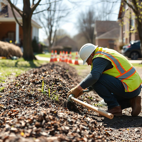 Fall leaf removal service on a residential property in Vaughan by Snowflake Landscaping