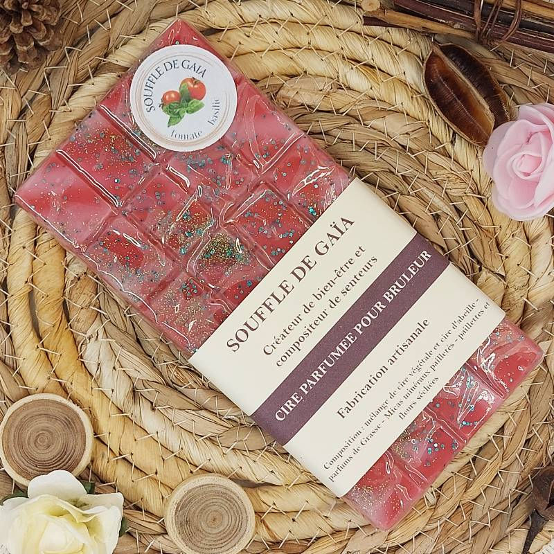 fondant parfumé en forme de tablette senteur tomate basilic