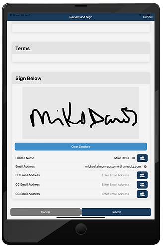 Mobile Shipment signature capture