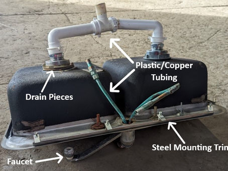 Stainless Sinks with Faucets, Steel Trim, Plastic, etc. Attached - Now Purchased as Tin