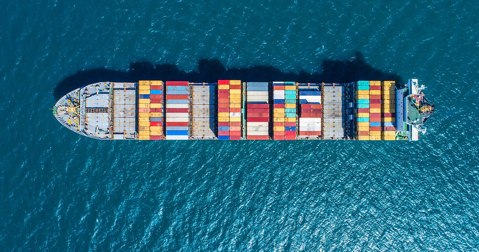 Container ship in export and import busi