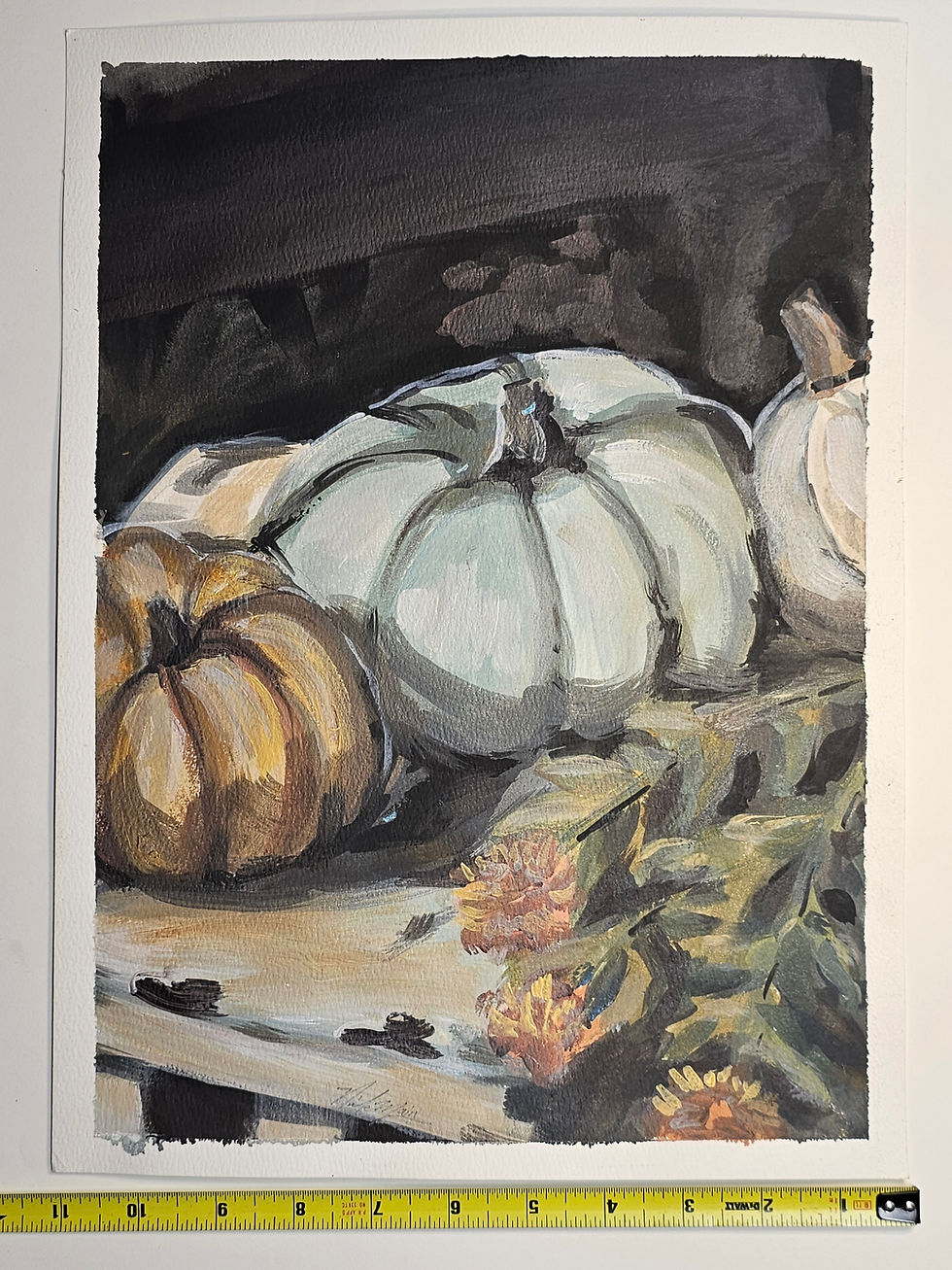 Thumbnail: Pumpkins and flowers (Acrylic Painting) 