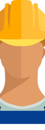 Avatar of white male wearing a yellow hard hat and blue dungarees