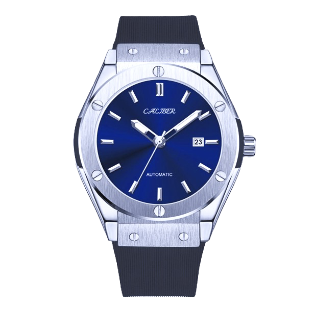 Caliber Watches Atlantic Inception - Luxury automatic watch with a deep blue dial, stainless steel case, and rubber strap.