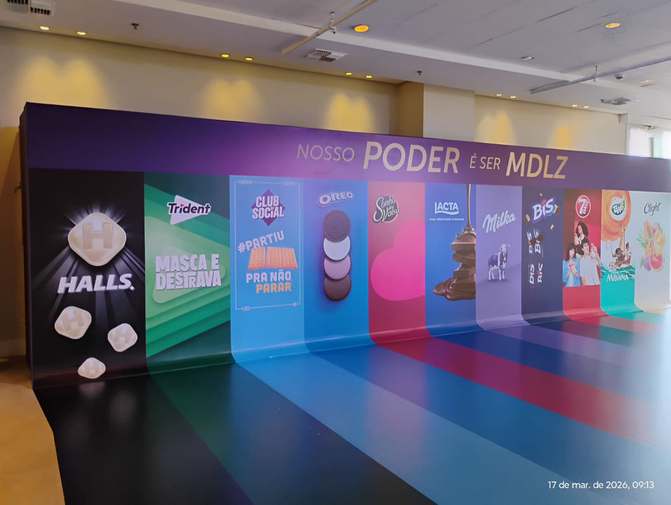 Imagem aberta de uma ativação da Mondelez em um evento.