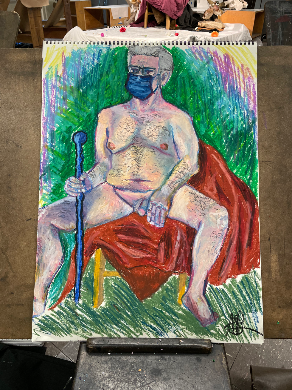 Figure Drawing 1, 2021 Oil Pastel on Paper