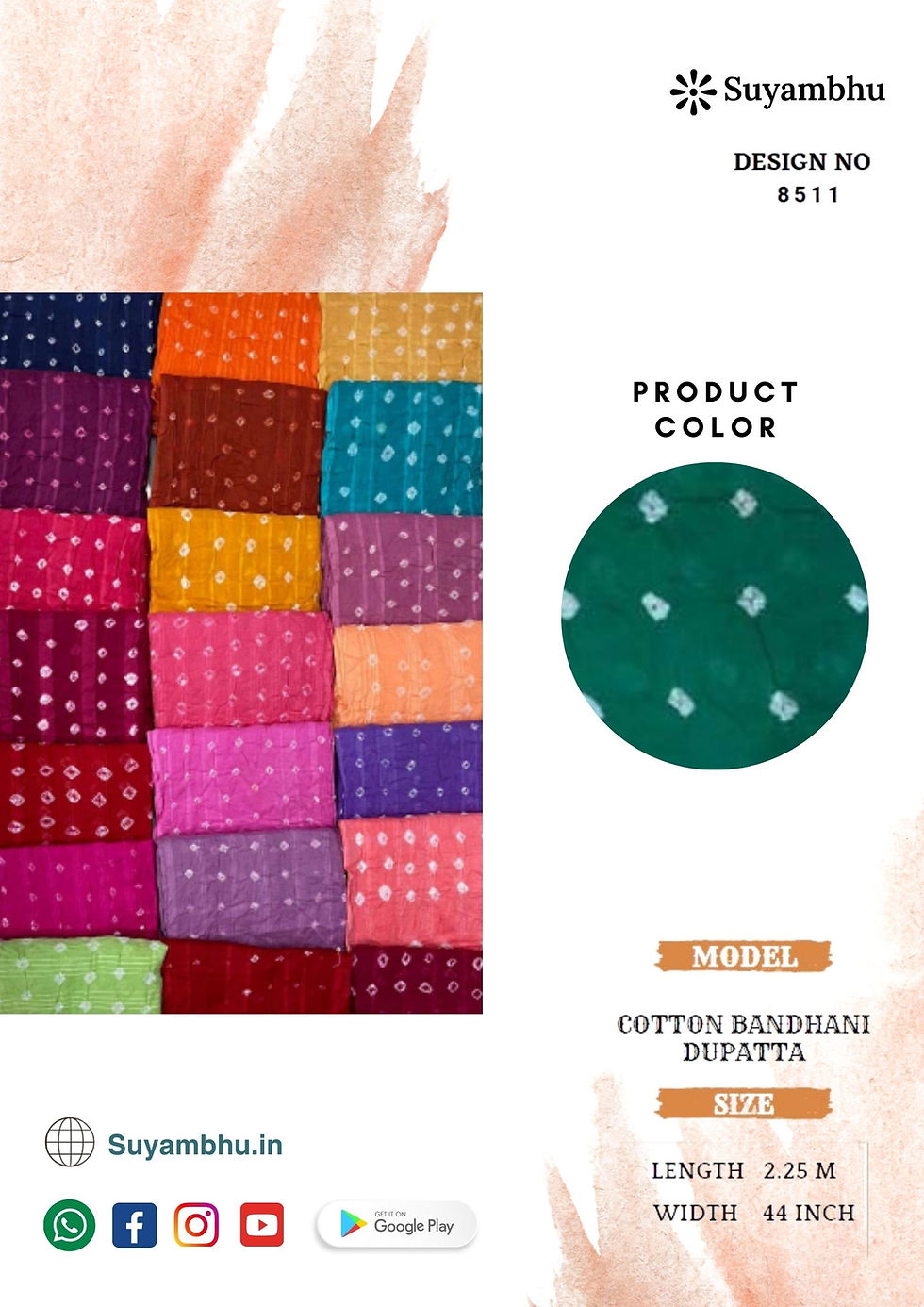 Bandhani Dupatta | Vibrant Colors | Special Dyed | D.No : 8511 .