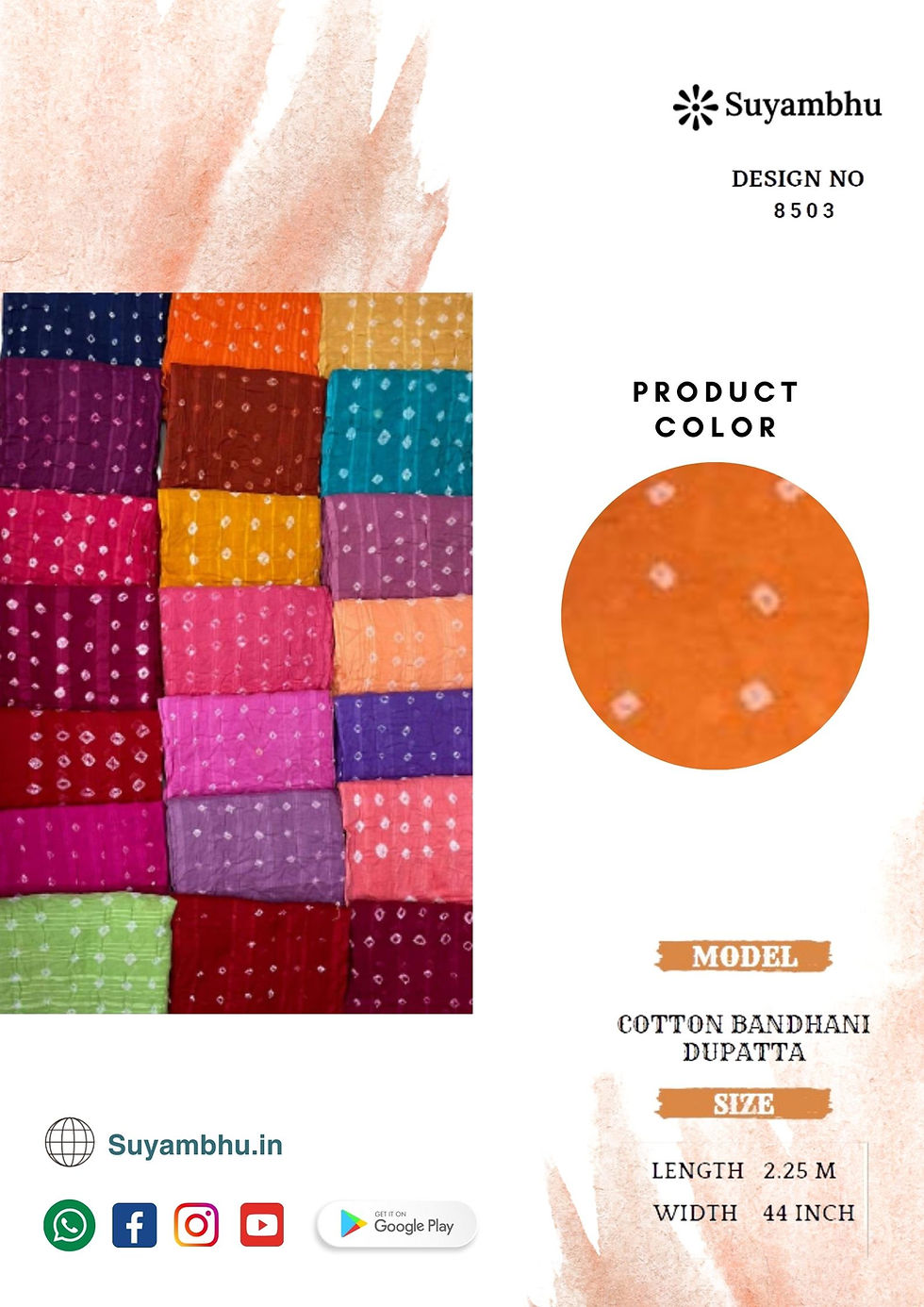 Bandhani Dupatta | Vibrant Colors | Special Dyed | D.No : 8503 .