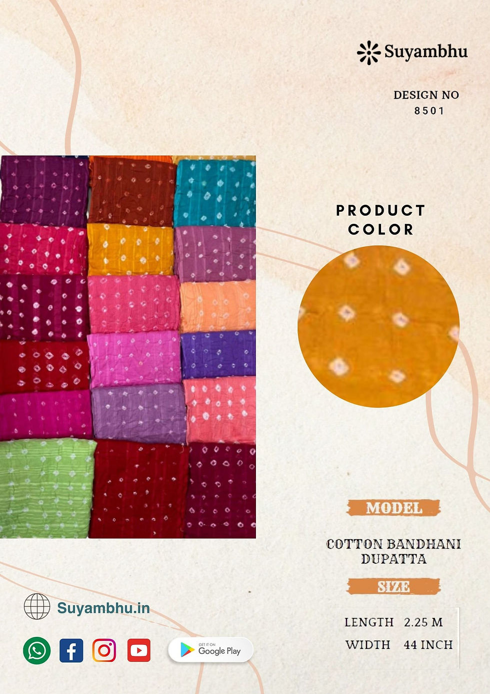 Bandhani Dupatta | Vibrant Colors | Special Dyed | D.No : 8501 .