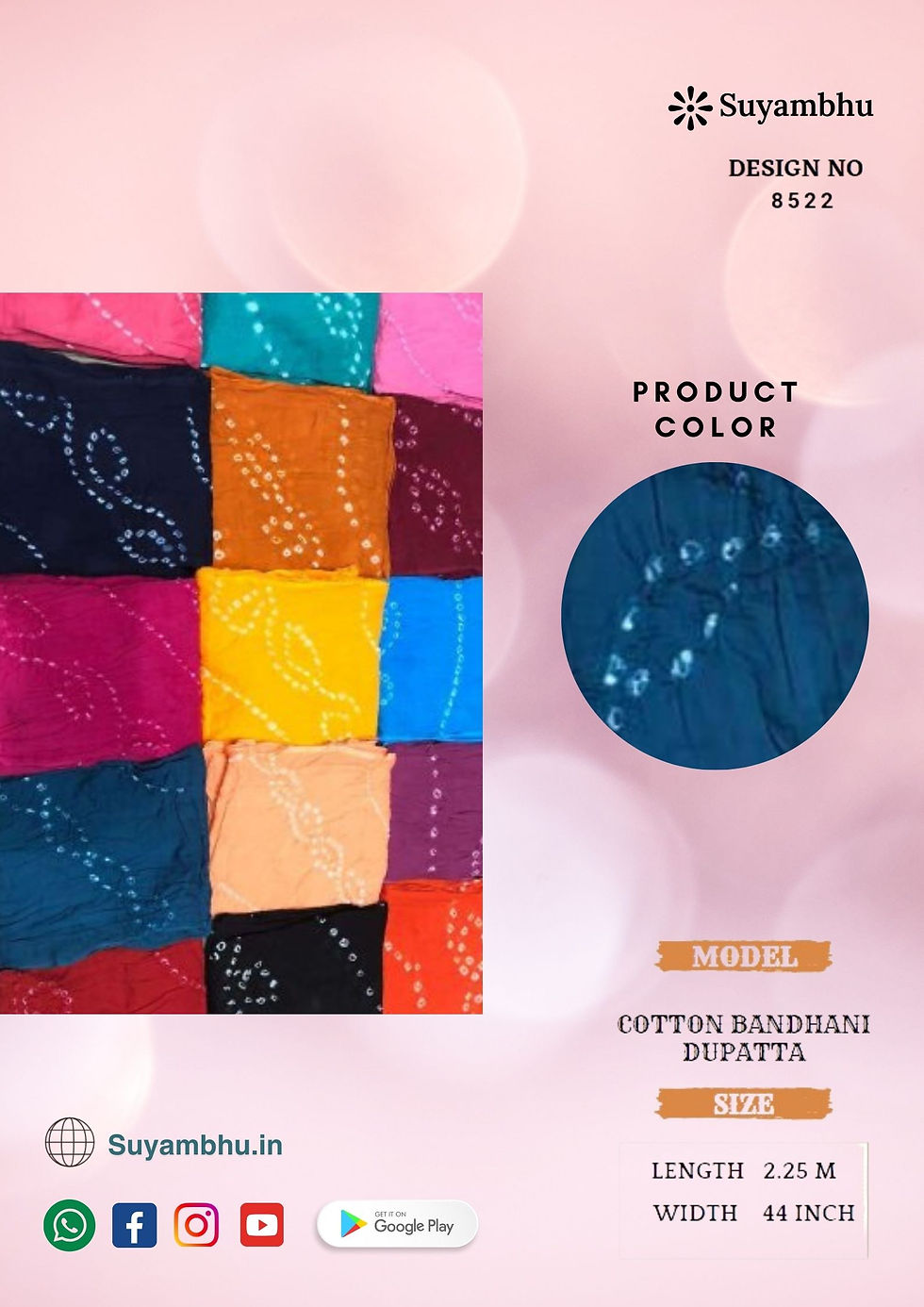 Bandhani Dupatta | Vibrant Colors | Special Dyed | D.No : 8522 .