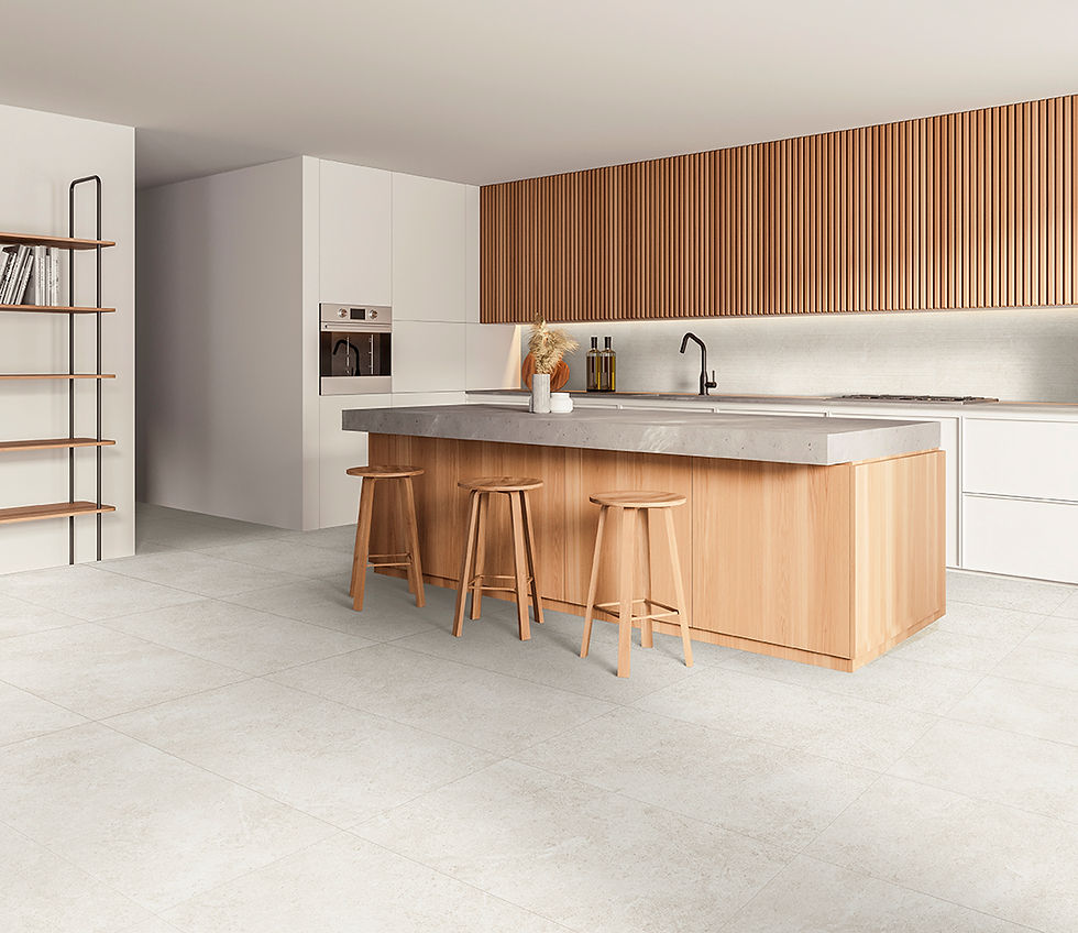 Miniatura: Ambientazione piastrella gres porcellanato effetto pietra Calcarea 60x120 Ivory