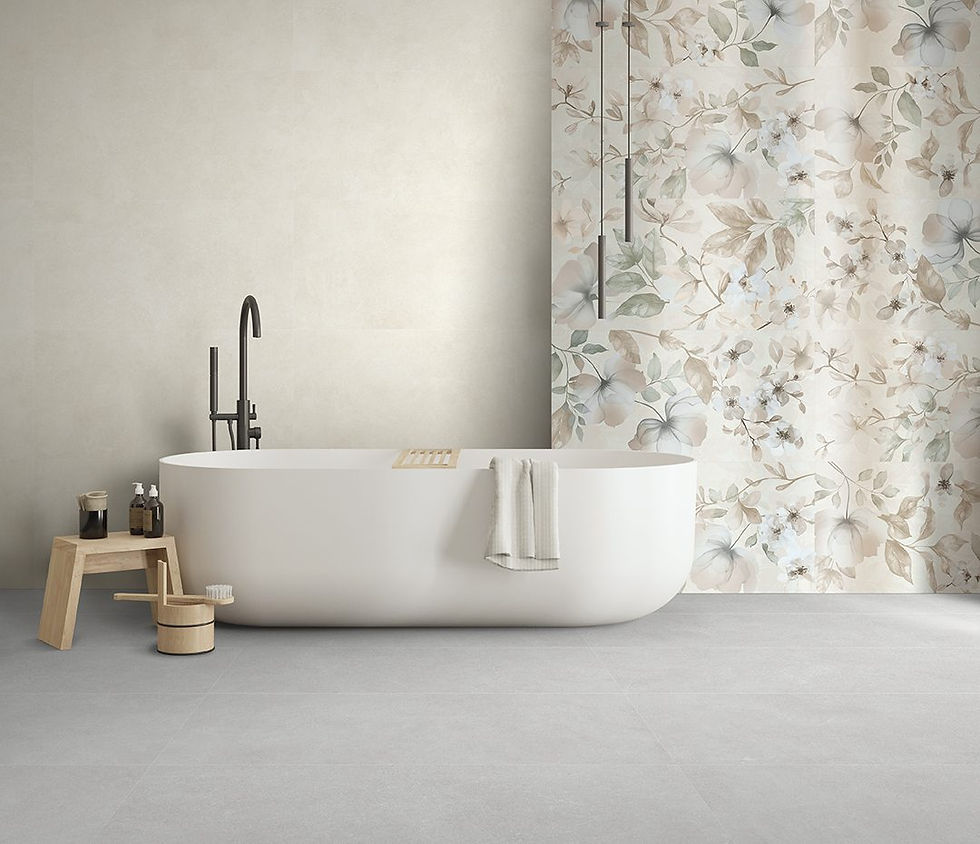Ambientazione piastrella gres porcellanato decorativa beige
