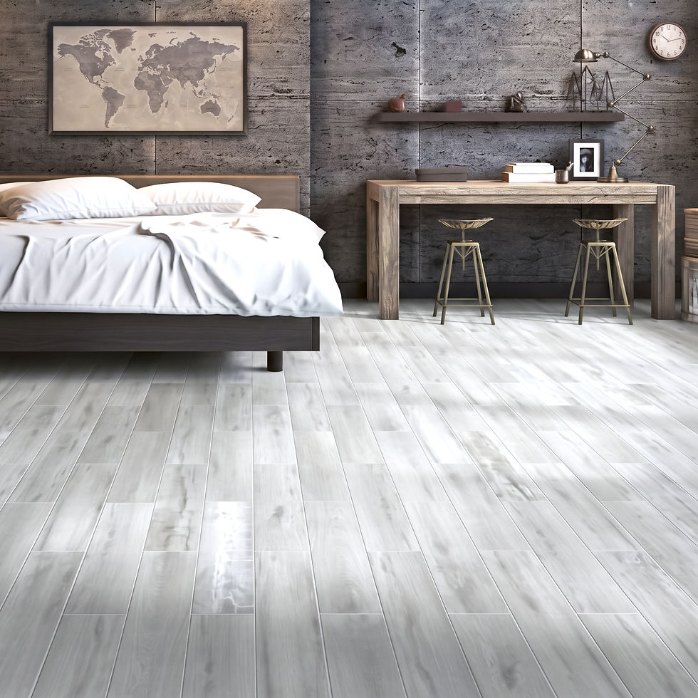 Ambientazione Piastrella effetto legno pasta rossa smaltata Nordic Ash 15x60 - Camera da letto