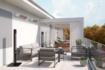 Infrarotheizstrahler auf Terrasse