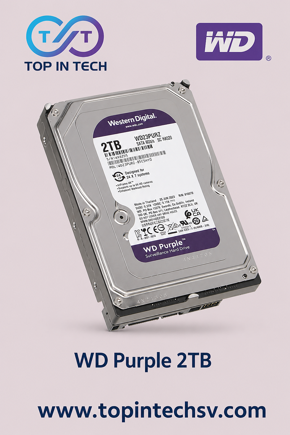 WD Purple 2TB – Disco duro para videovigilancia 24/7