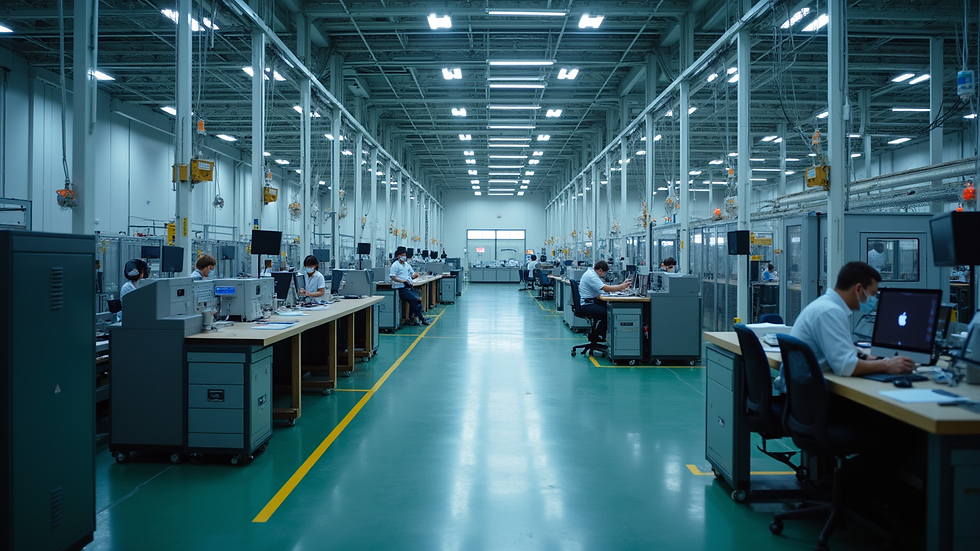 High angle view of a modern manufacturing facility