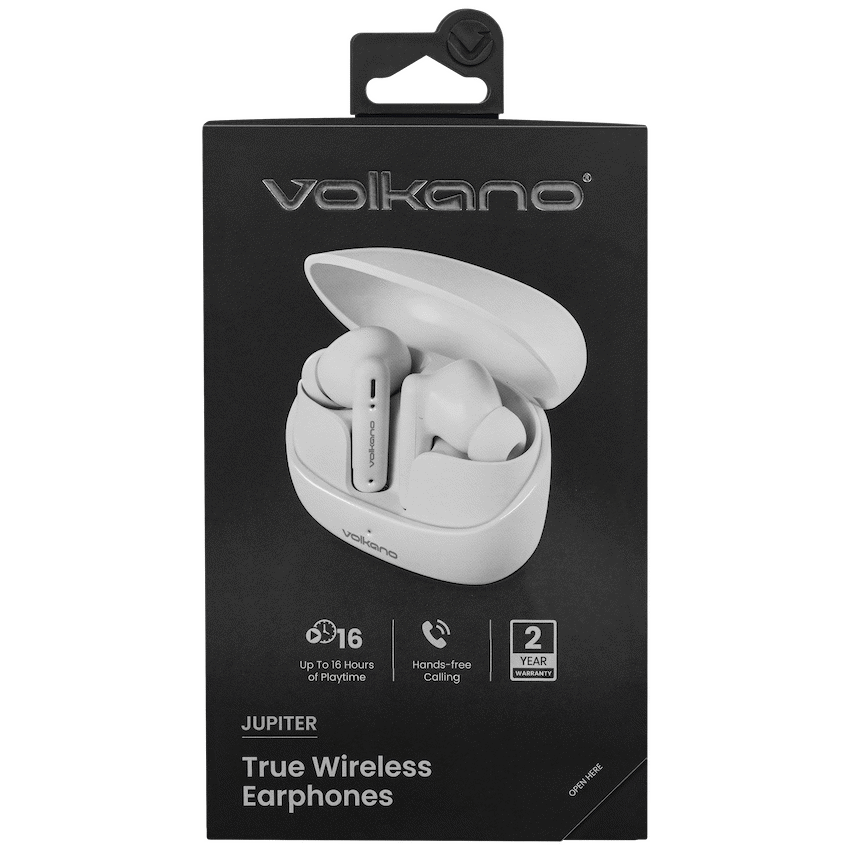 Volkano Jupiter True Wireless Earphones, white