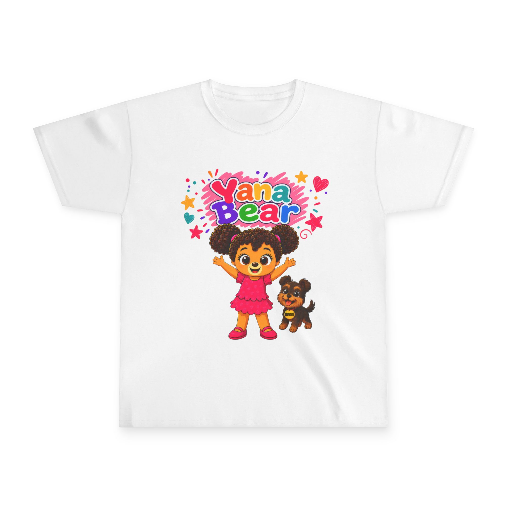 Youth Tee — Yana Bear Kids T‑Shirt with Cute Girl & Puppy Design