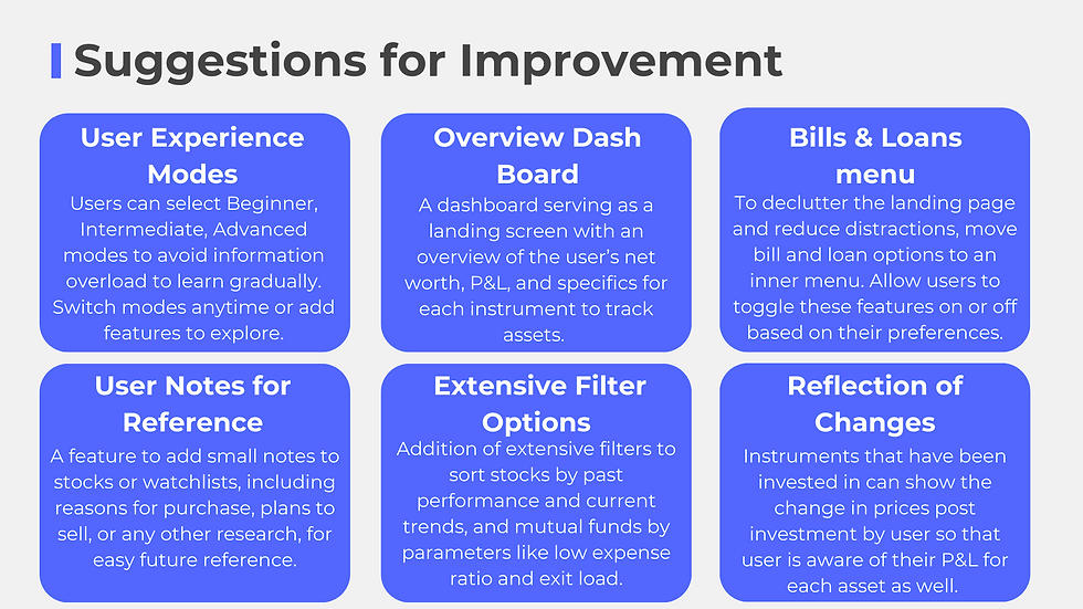suggestions for improvement