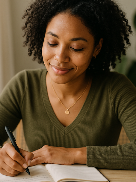 Woman writing in journal