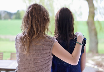 Back view of friends