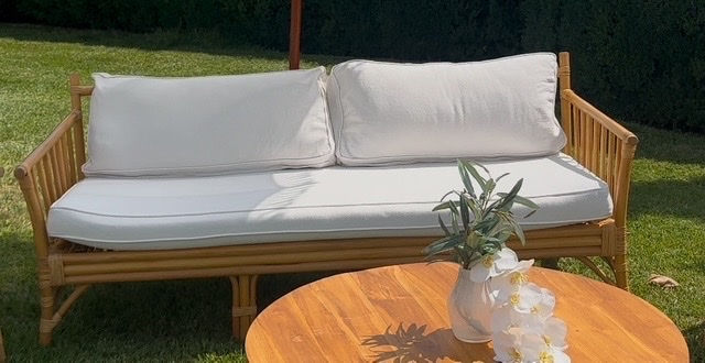 Thumbnail: 3 Seater Natural Lounge with White Cushions