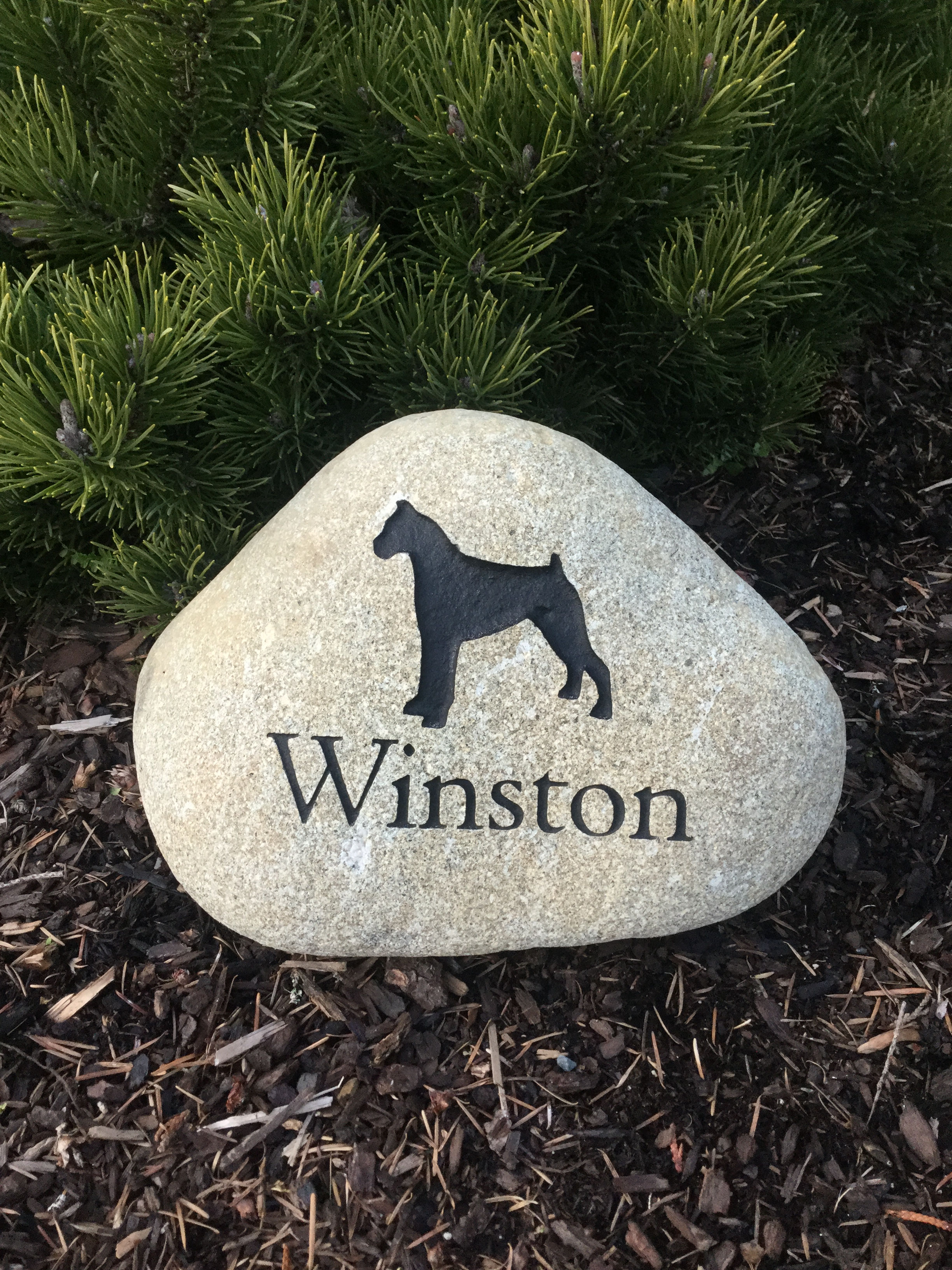 Natural River Rock Dog Memorial