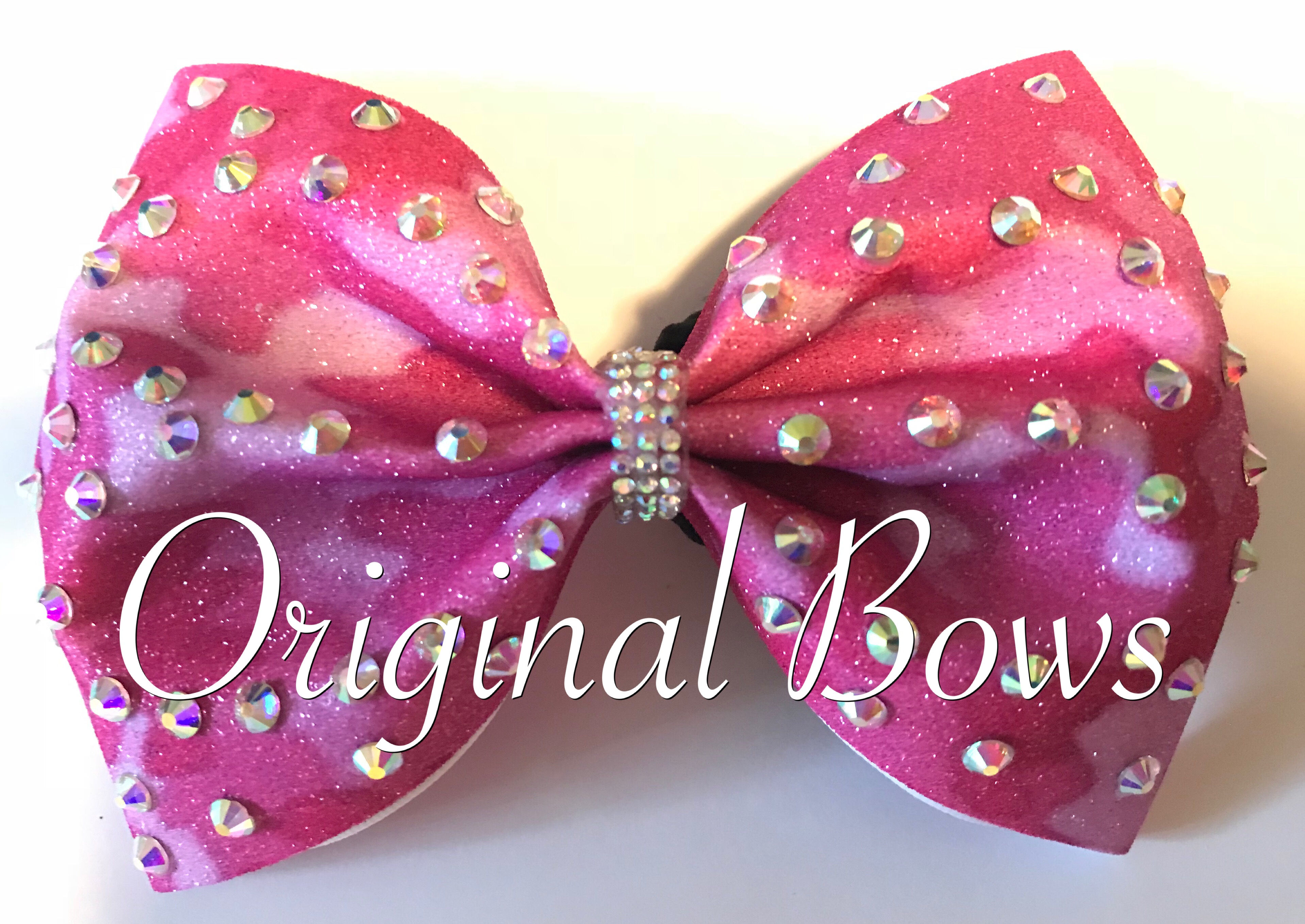 Pink Camo Gems 4" Glitter Tailless Bow