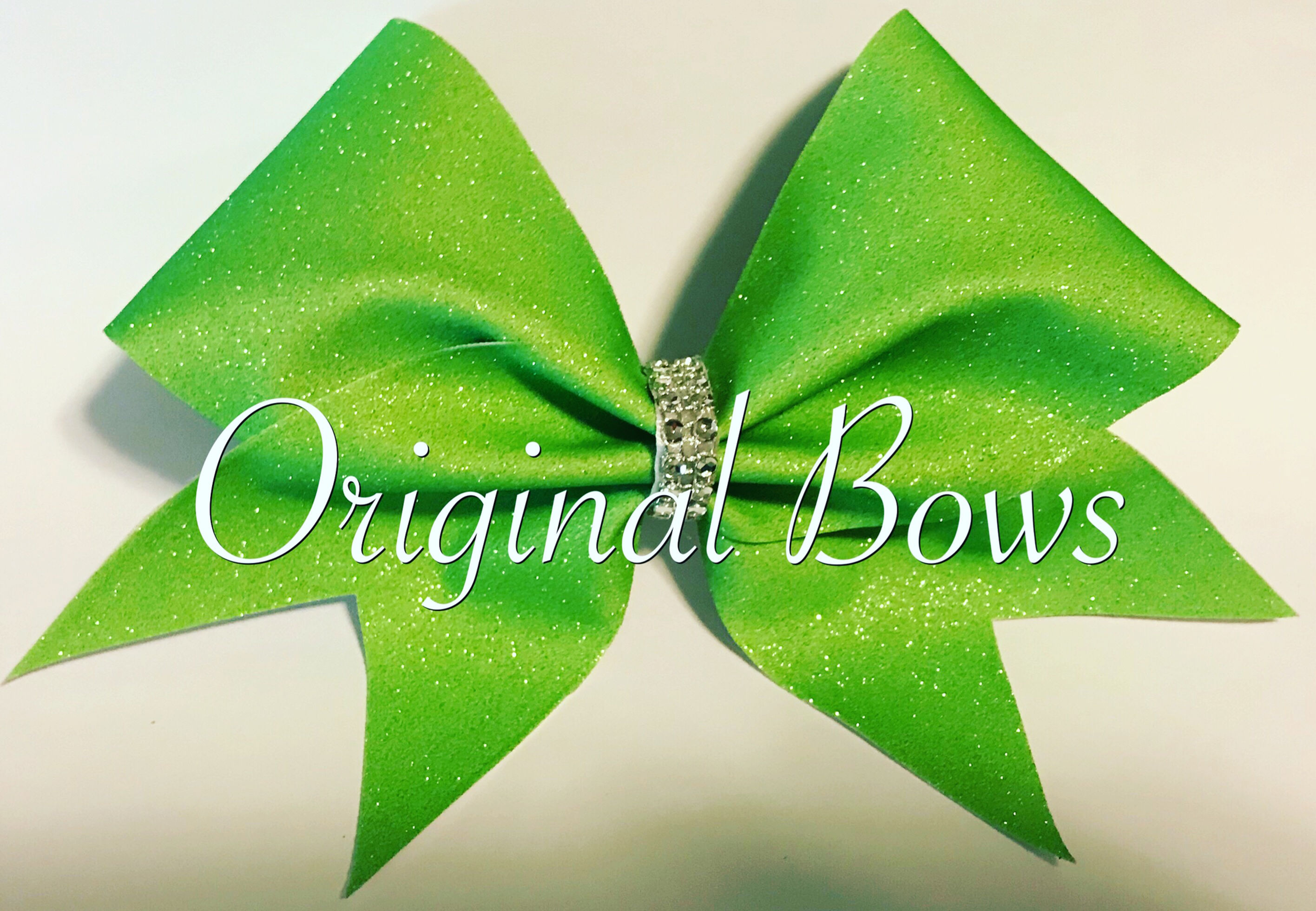Lime Green Glitter Cheer Bow