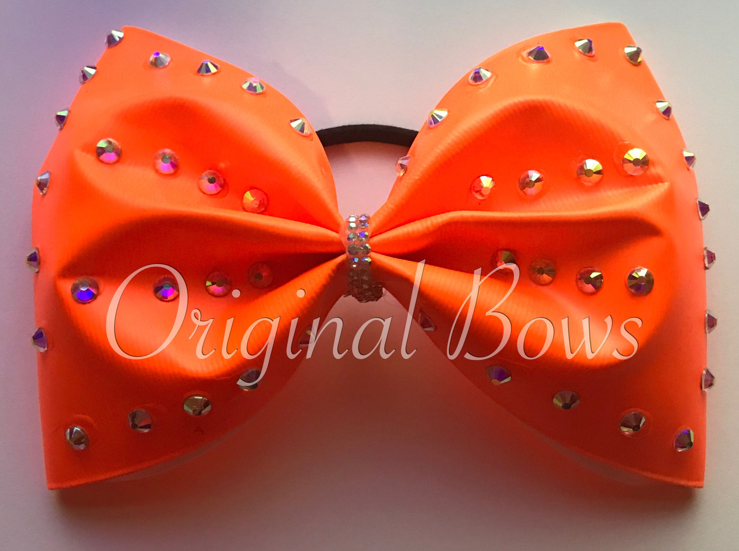 Florescent Orange 4” crystal Bow
