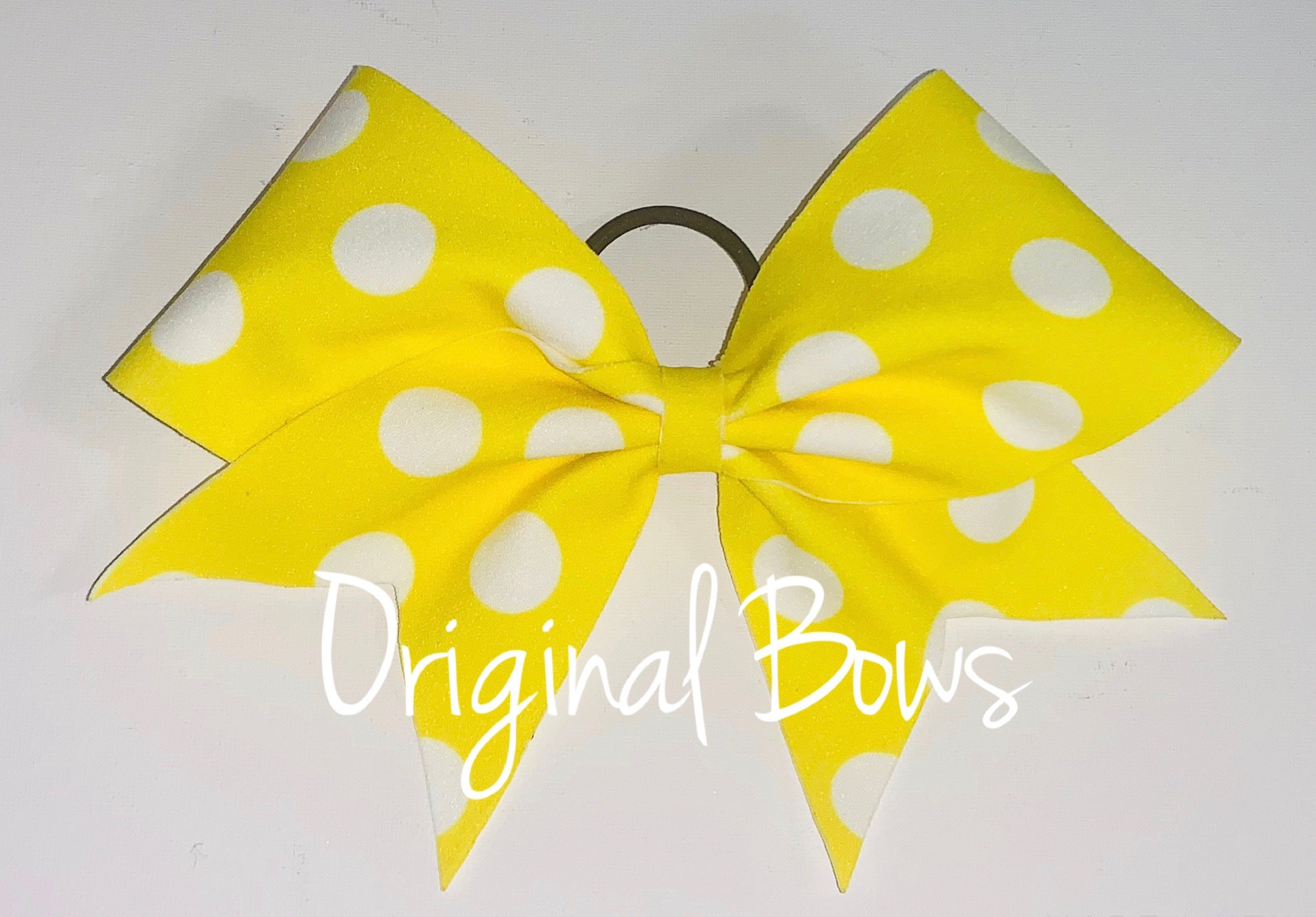 Neon Yellow polka dots fabric Cheer Bow