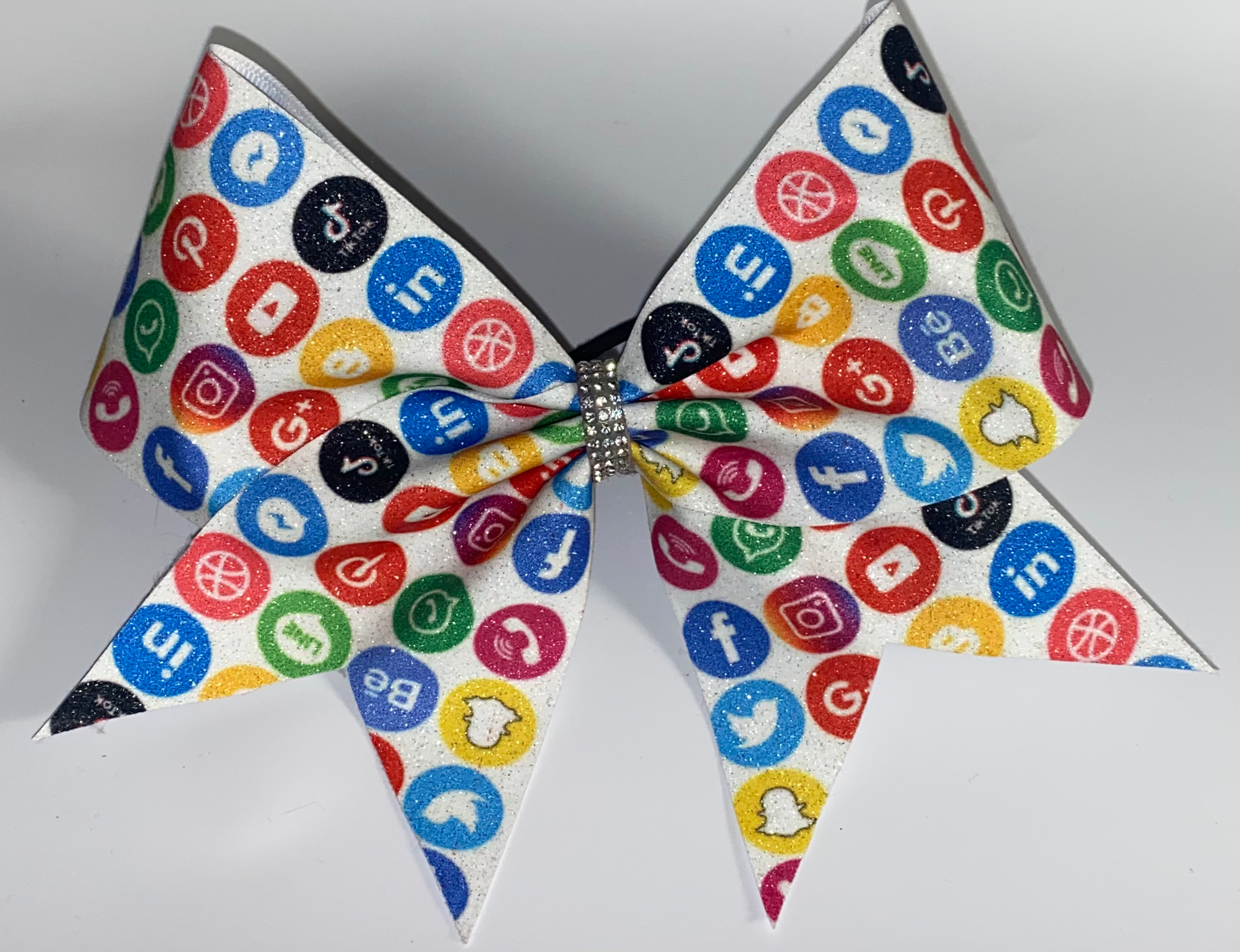 Social Media Glitter Cheer Bow