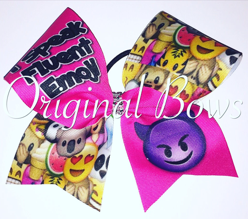 I speak Fluent Emoji Purple devil Cheer Bow