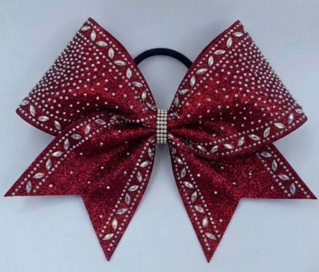 Red Glitter AB rhinestone Cheer Bow