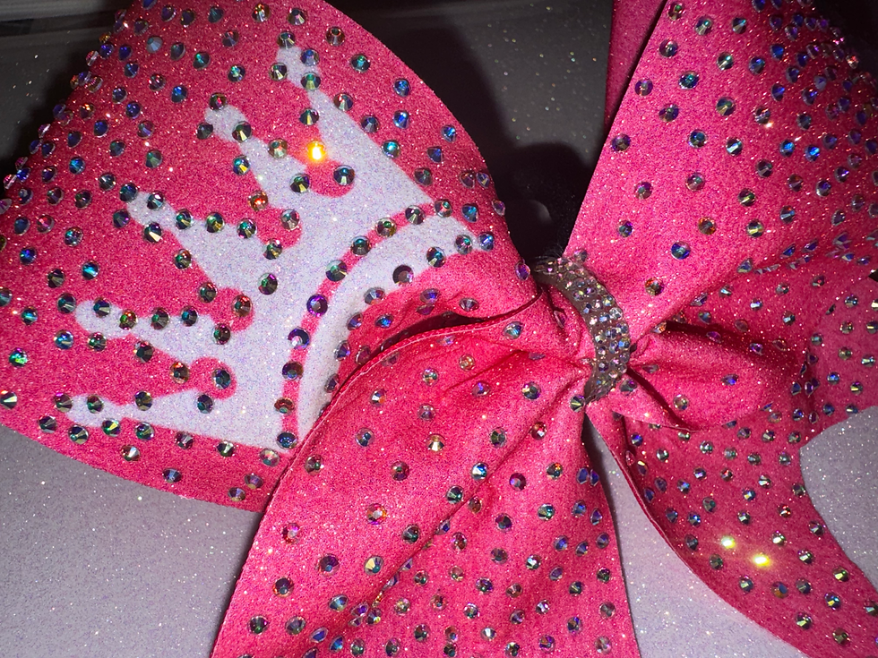 Thumbnail: Hot Pink crown Rhinestone glitter AB Cheer Bow
