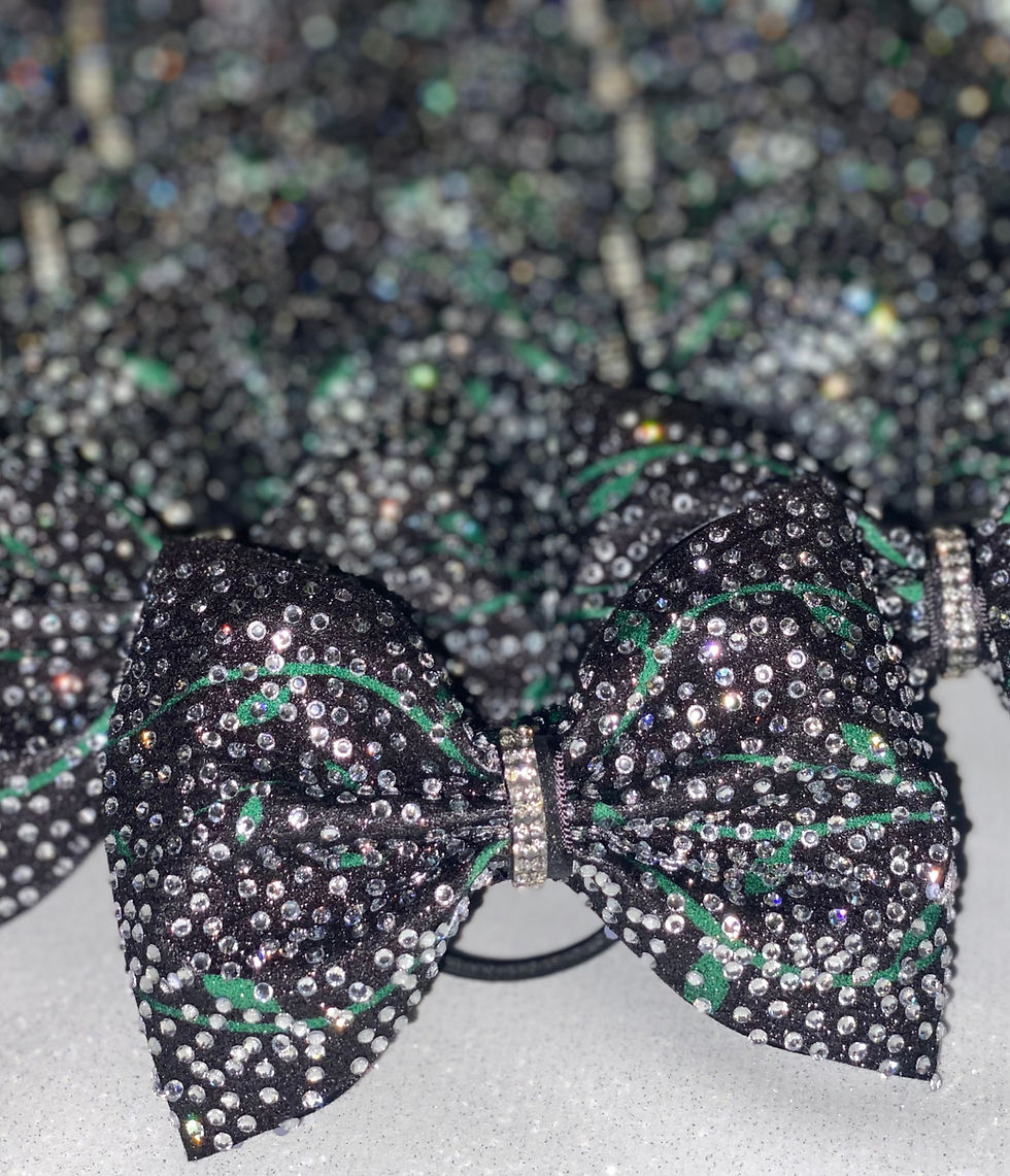 Thumbnail: Black Ivy Dense Rhinestone Glitter Cheer Bows