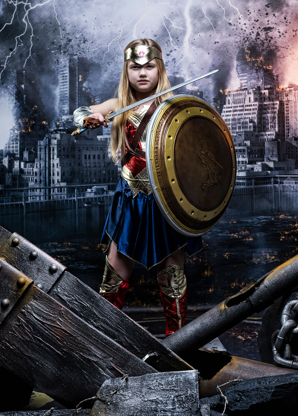 Wonder woman in powerful pose 