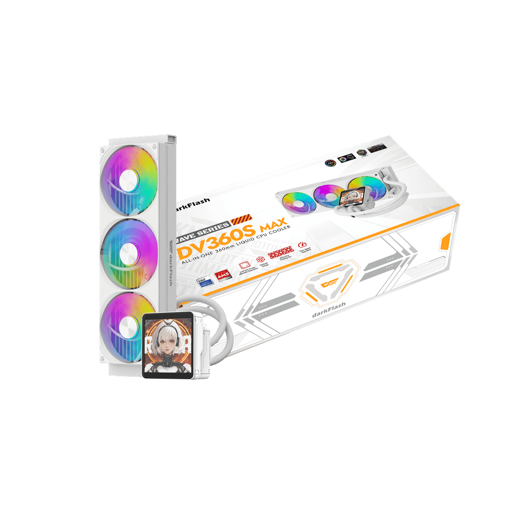 DARKFLASH WAVE DV360S MAX AIO LIQUID COOLER (WHITE) w/ DIGITAL DISPLAY