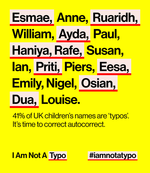 41% of names of babies are ‘typos’: Campaign calls for Tech Giants to correct autocorrect