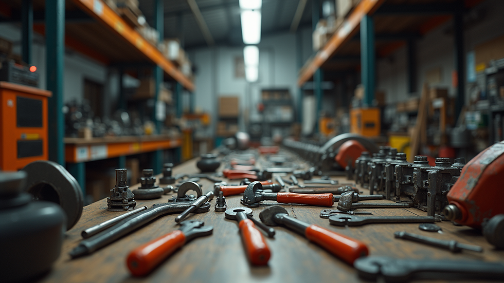 Wide-angle view of a workshop filled with various tools