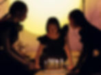 Three witches getting ready for a ritual