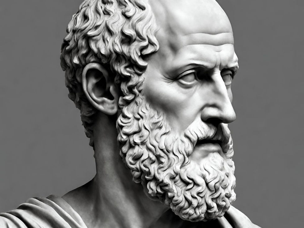 A serene depiction of Plotinus meditating in an ancient setting with a radiant, divine light hovering above him, symbolizing "The One" and the flow of emanations through him.