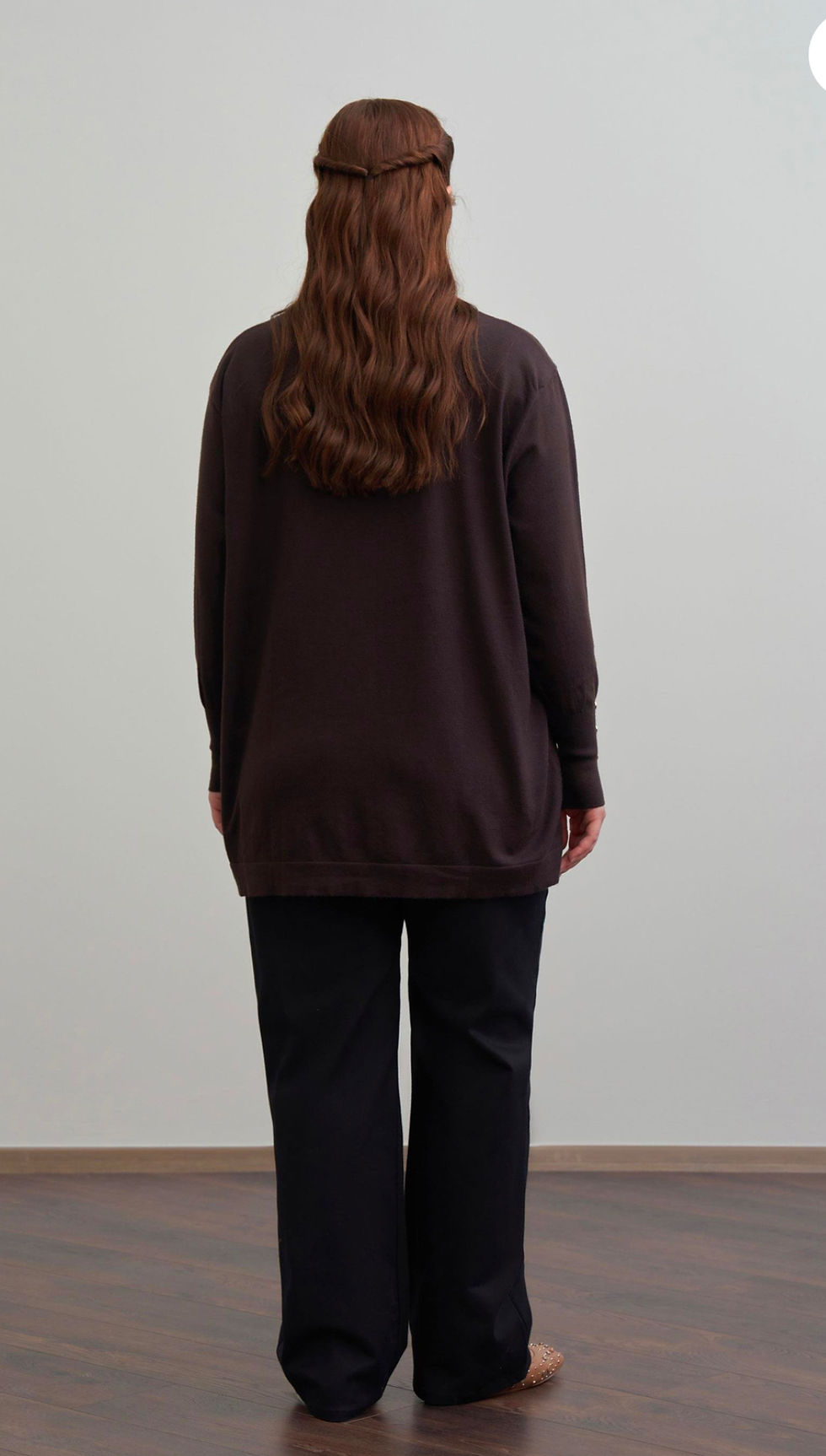 Küçük resim: Acı Kahve-Manşeti Gold Dügmeli Büyük Beden Kazak