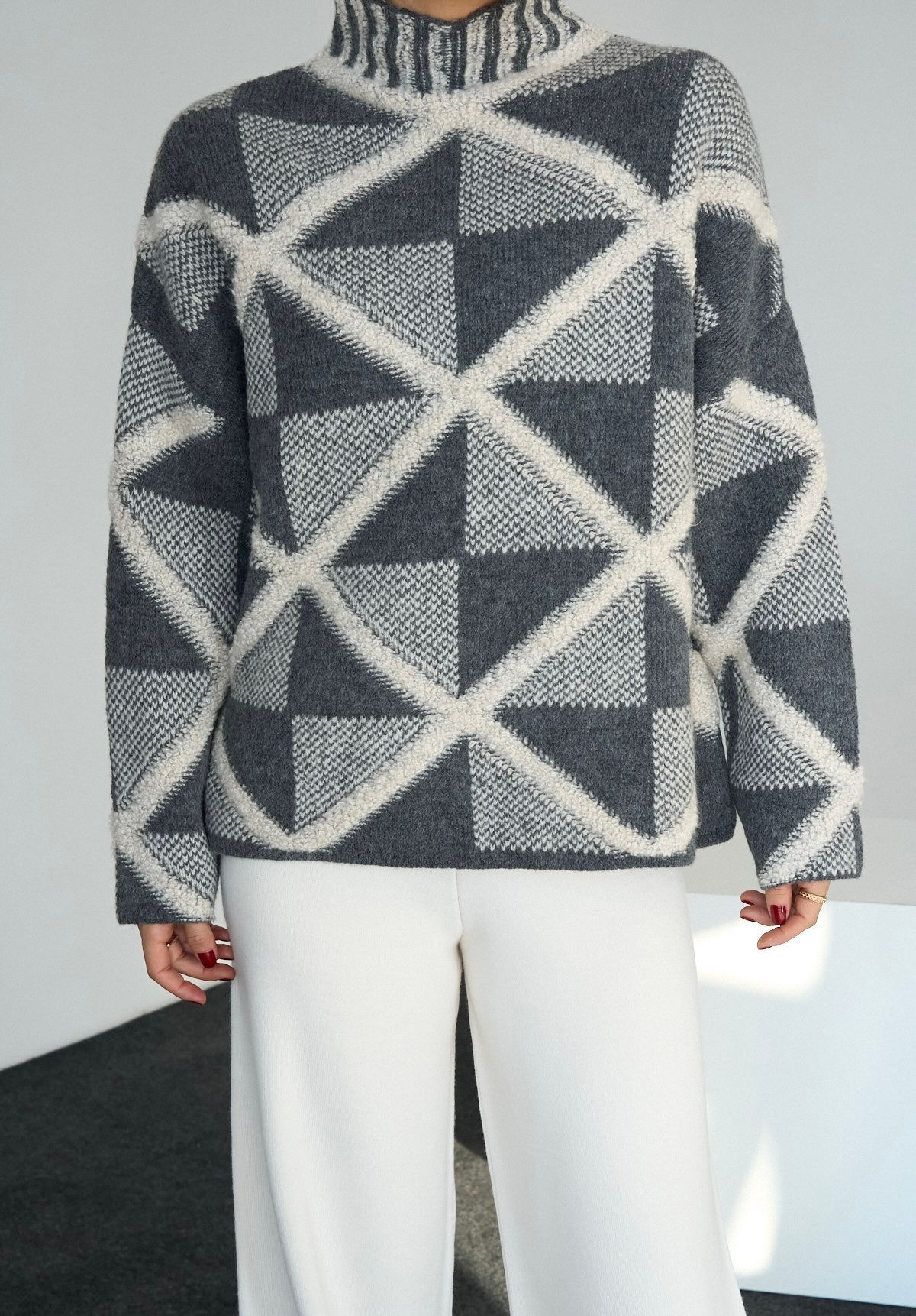 Boğazlı baklava desen kazak