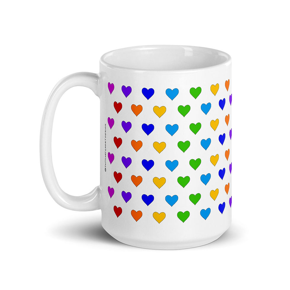 Thumbnail: Rainbow Hearts / Glossy Ceramic Mug