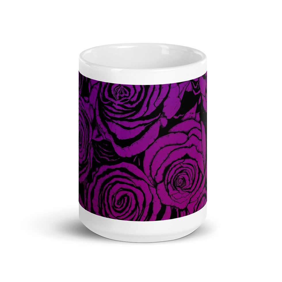 Thumbnail: Dark Dusty Roses / Glossy Ceramic Mug