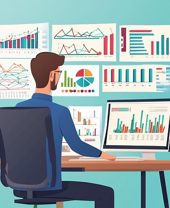 Data Analysis Professional person working in front of computer and showing data analysis s