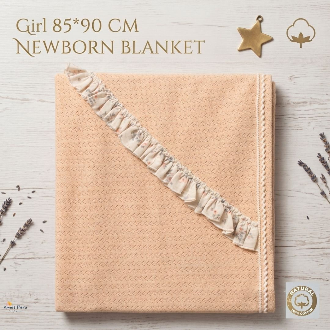 Textured Cotton Newborn Girl Blanket