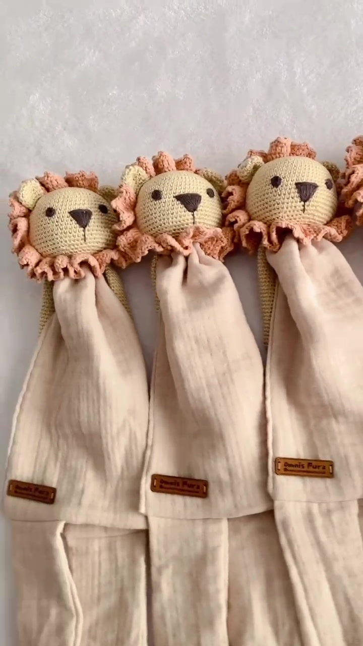 Thumbnail: Organic Cotton Handmade Newborn Lion Sleep Friend, Baby Gift